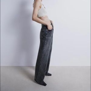 Zara Faded Black Wide Leg Jeans